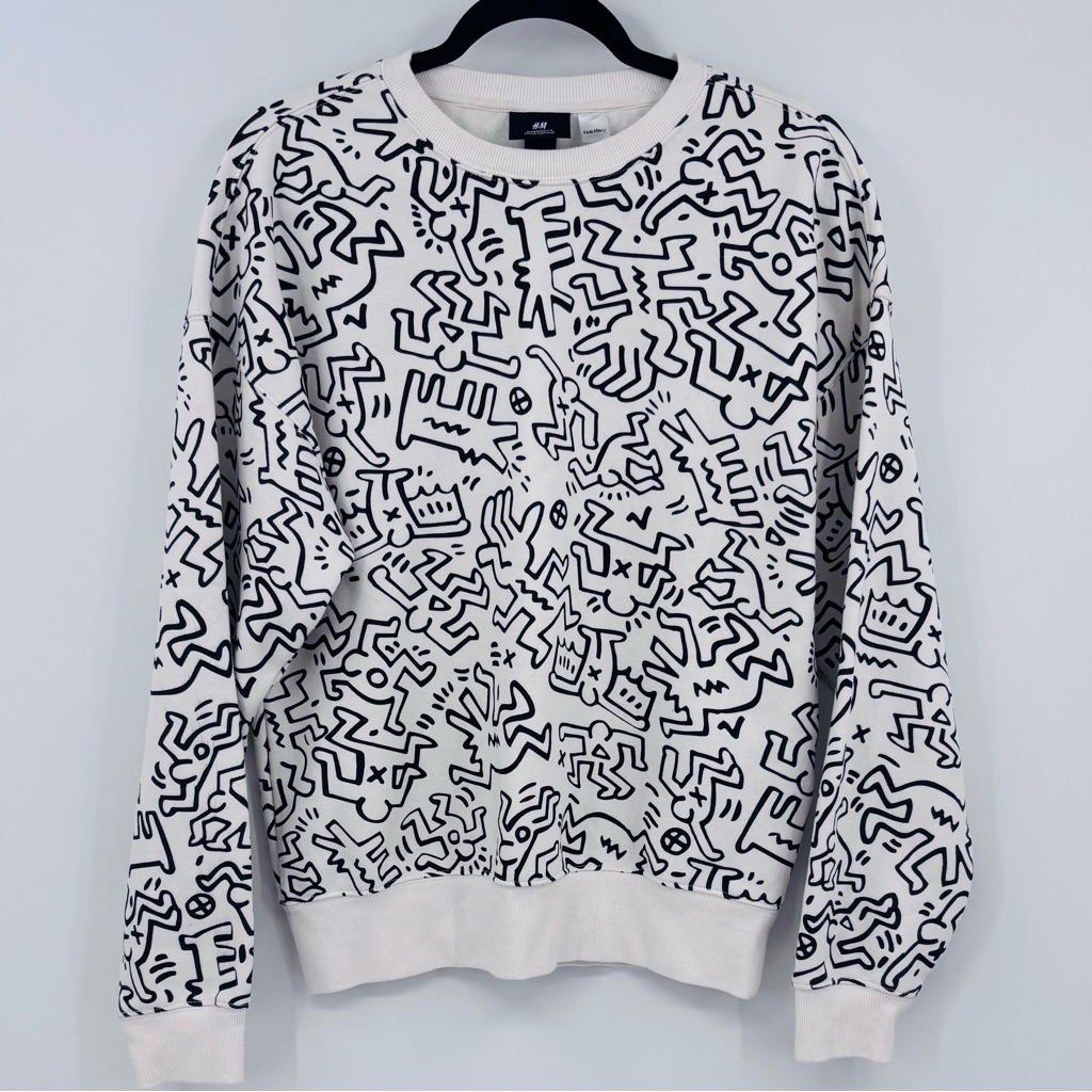 H&M Keith Haring Pop Shop Icons Series Barking Dog Graffiti 80s Sweatshirt